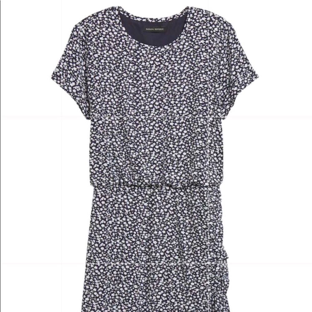 Banana Republic Flounce Hem T-Shirt‎ Dress Blue
